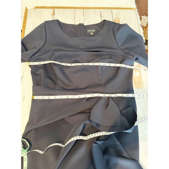 Xscape Boat Neck Long Sleeve Cut-Out Ruched Side Bow Gown Size 14W - Picture 7 of 9